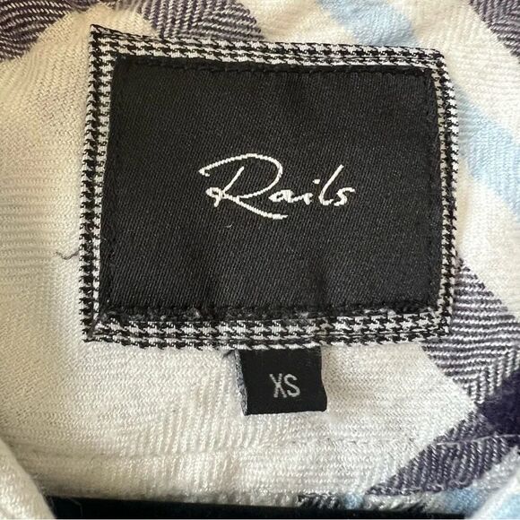 2/$30 Rails Soft Blue and White Plaid Casual Button Down Short Sleeve Shirt - Picture 6 of 10